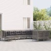 Set de muebles de jardín 10 pzas y cojines ratán sintético gris