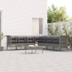 Set de muebles de jardín 8 pzas y cojines ratán sintético gris