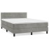 Cama box spring con colchón terciopelo gris claro 140x190