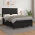 Cama box spring con colchón cuero sintético negro