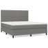 Cama box spring con colchón tela gris oscuro 160x200