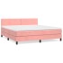 Cama box spring con colchón terciopelo rosa 180x200