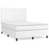 Cama box spring con colchón cuero sintético blanco