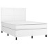 Cama box spring con colchón cuero sintético blanco