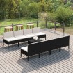 Set de muebles de jardín 9 pzas cojines ratán sintético negro