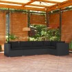 Set de muebles de jardín 5 pzas y cojines ratán sintético negro