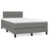 Cama box spring con colchón tela gris oscuro 120x200