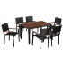 Set comedor jardín 7 pzas ratán sintético y madera acacia