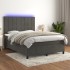 Cama box spring colchón y LED terciopelo gris oscuro 140x190