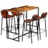 Set muebles bar 5 piezas madera maciza reciclada y cuero