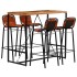 Set muebles bar 5 piezas madera maciza reciclada y cuero