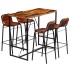 Set muebles bar 5 piezas madera maciza reciclada y cuero