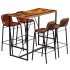 Set muebles bar 5 piezas madera maciza reciclada y cuero