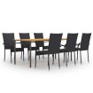 Juego de muebles de comedor de jardín 7 piezas ratán PE negro