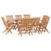 Set de comedor de jardín plegable 9 pzas madera maciza de teca