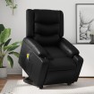 Sillón de masaje elevable eléctrico cuero sintético negro