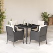 Set de muebles jardín 5 pzas con cojines ratán sintético negro