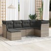 Set de muebles de jardín 6 pzas y cojines ratán sintético gris