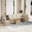 Set sofás de jardín 7 piezas y cojines ratán sintético beige