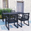 Juego de comedor para jardín 5 piezas ratán PVC negro