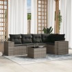 Set de muebles de jardín 6 pzas y cojines ratán sintético gris