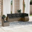 Set de muebles de jardín 6 pzas y cojines ratán sintético gris