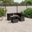 Set de muebles de jardín 5 pzas y cojines ratán sintético negro