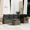 Set de muebles de jardín 6 pzas y cojines ratán sintético gris