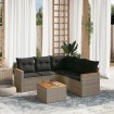 Set de muebles de jardín 6 pzas y cojines ratán sintético gris