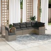 Set de muebles de jardín 6 pzas y cojines ratán sintético gris