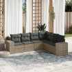 Set de muebles de jardín 6 pzas y cojines ratán sintético gris