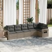 Set de muebles de jardín 6 pzas y cojines ratán sintético gris