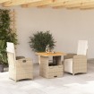 Set comedor de jardín 3 pzas con cojines ratán sintético beige