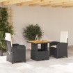 Set comedor de jardín 3 pzas con cojines ratán sintético negro