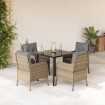 Set comedor de jardín 5 pzas con cojines ratán sintético beige