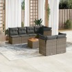 Set de muebles de jardín 6 pzas y cojines ratán sintético gris