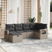 Set de muebles de jardín 6 pzas y cojines ratán sintético gris