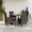 Set de muebles jardín 5 pzas con cojines ratán sintético negro