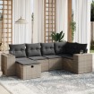 Set de muebles de jardín 6 pzas y cojines ratán sintético gris