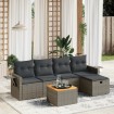 Set de muebles de jardín 6 pzas y cojines ratán sintético gris