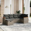 Set de muebles de jardín 6 pzas y cojines ratán sintético gris