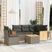 Set de muebles de jardín 6 pzas y cojines ratán sintético gris