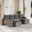 Set de muebles de jardín 6 pzas y cojines ratán sintético gris