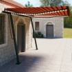 Toldo manual retráctil con LED naranja y marrón 4x3 m