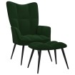 Silla de relajación con taburete terciopelo verde oscuro