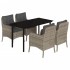 Set comedor de jardín 5 pzas cojines ratán sintético gris