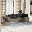 Set de muebles de jardín 6 pzas y cojines ratán sintético gris