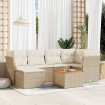 Set sofás de jardín 7 piezas y cojines ratán sintético beige