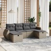 Set de muebles de jardín 6 pzas y cojines ratán sintético gris