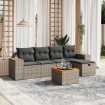 Set de muebles de jardín 6 pzas y cojines ratán sintético gris